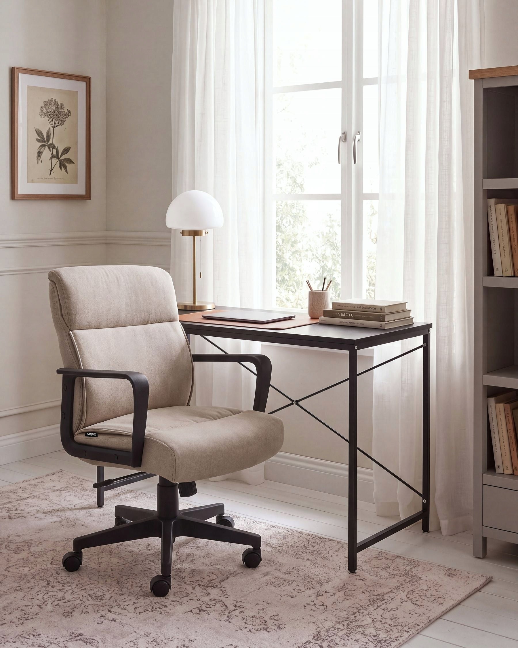 Swivel office chair with armrests and adjustable height beige Packaging status original