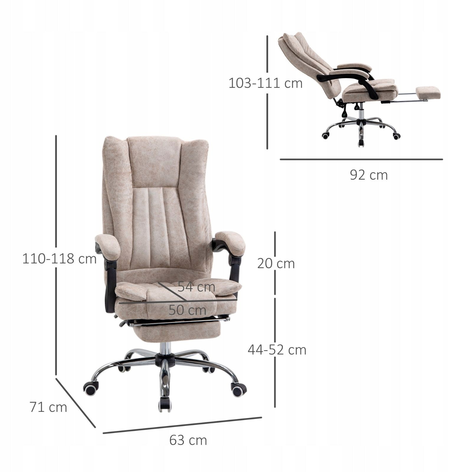 Swivel office chair with footrest and adjustment, 63 x 71 x 110-118 cm Brand no brand