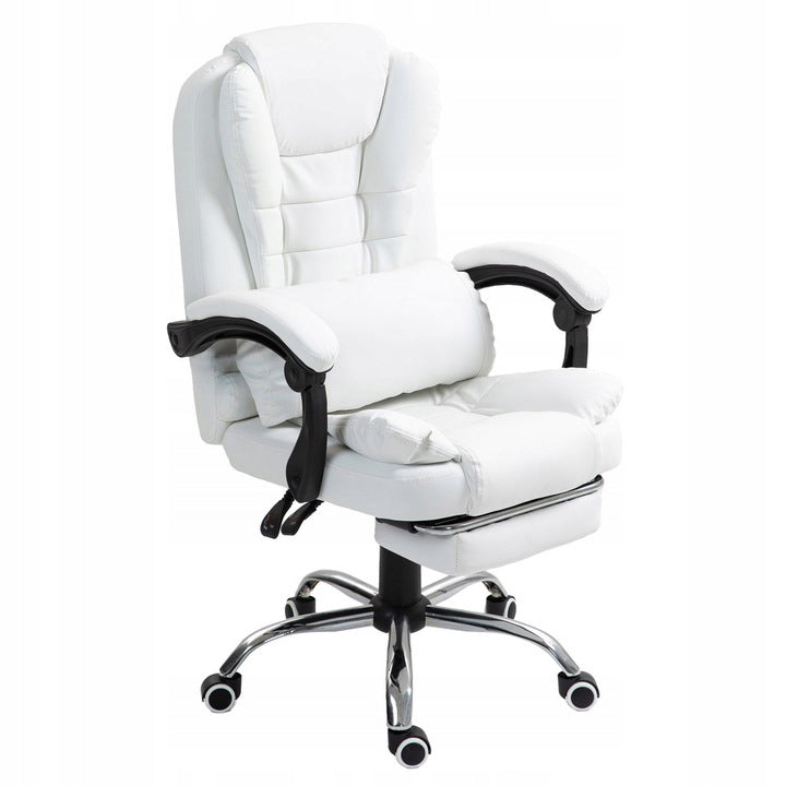 Swivel office chair with lumbar cushion footrest WHITE GIOSEDIO Furniture depth 58 cm