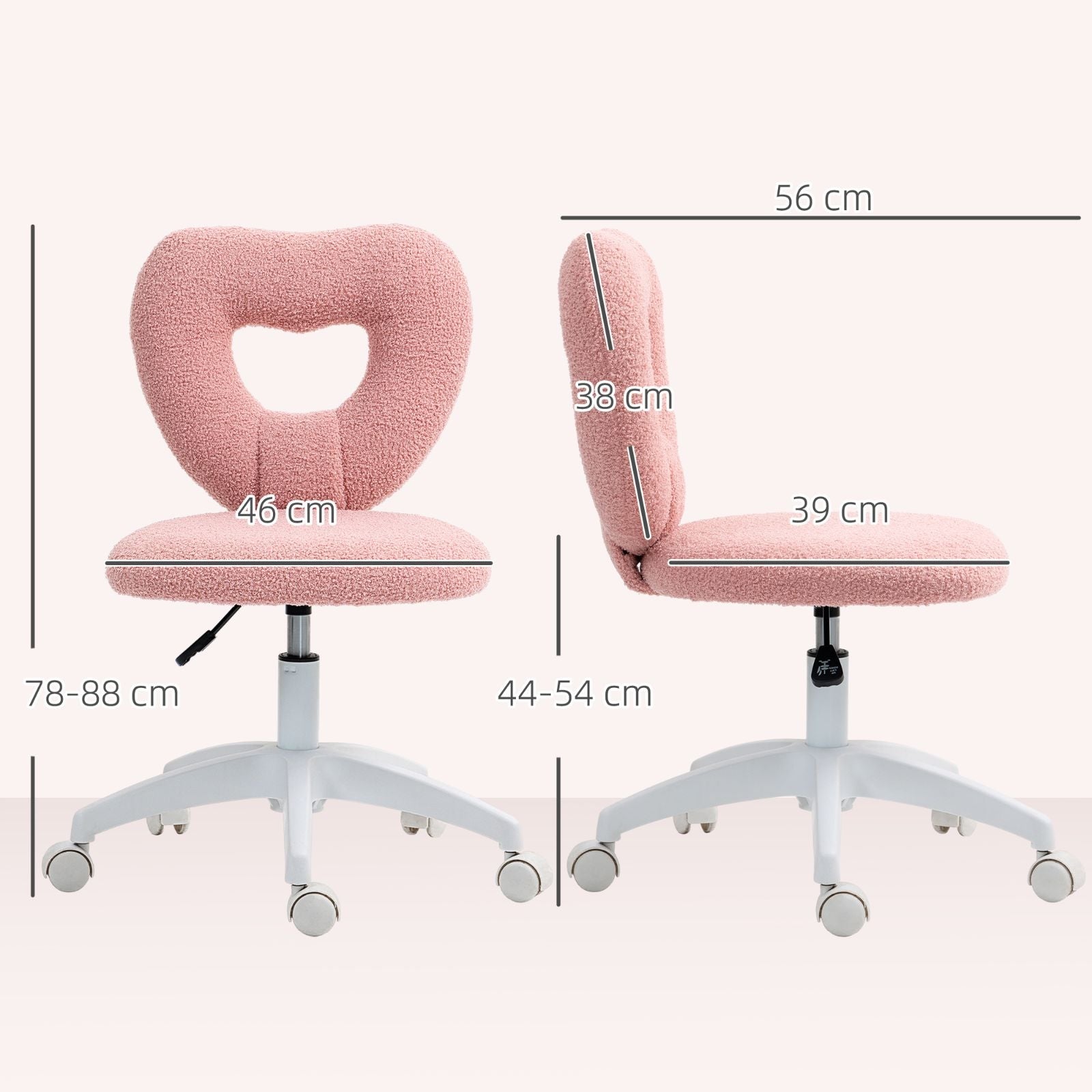 Swivel office chair, without armrests, pink Brand no brand