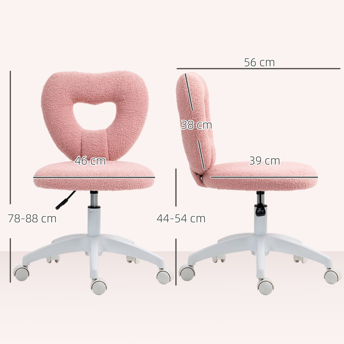 Swivel office chair, without armrests, pink Brand no brand
