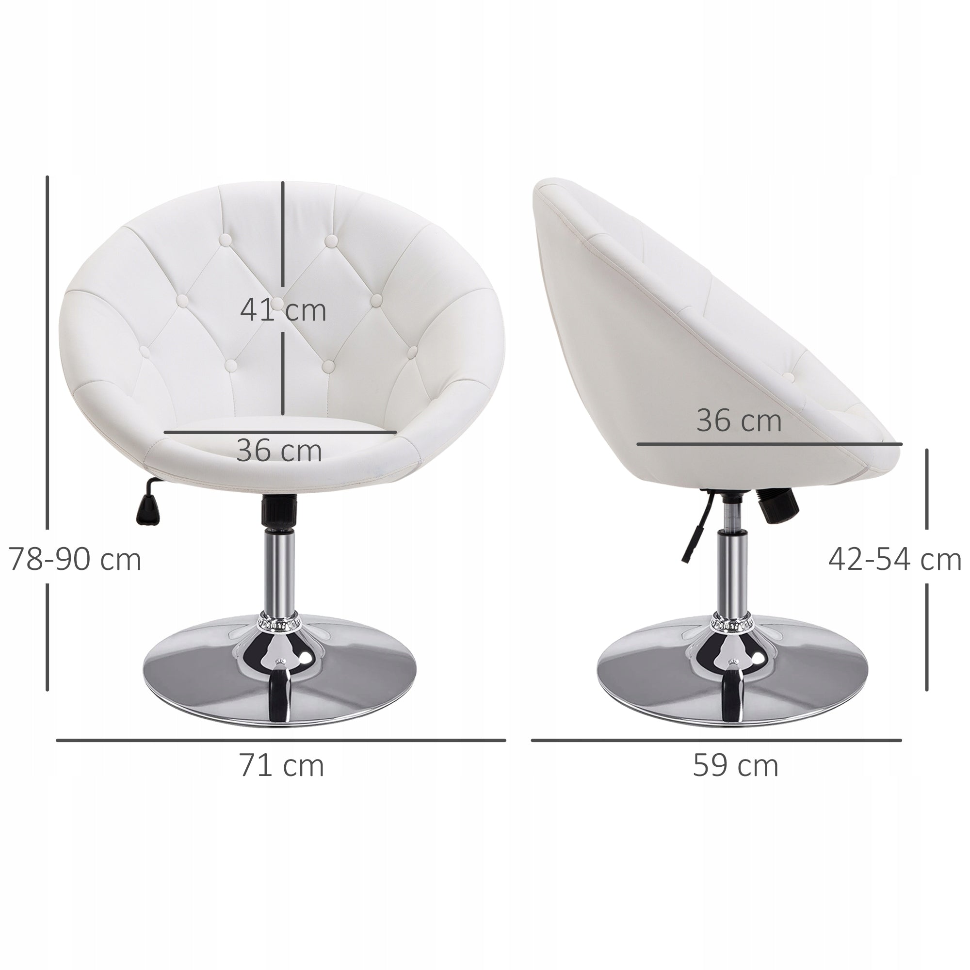 Swivel stool, height adjustable, chrome plated, 2 colours Manufacturer code 833-357WT