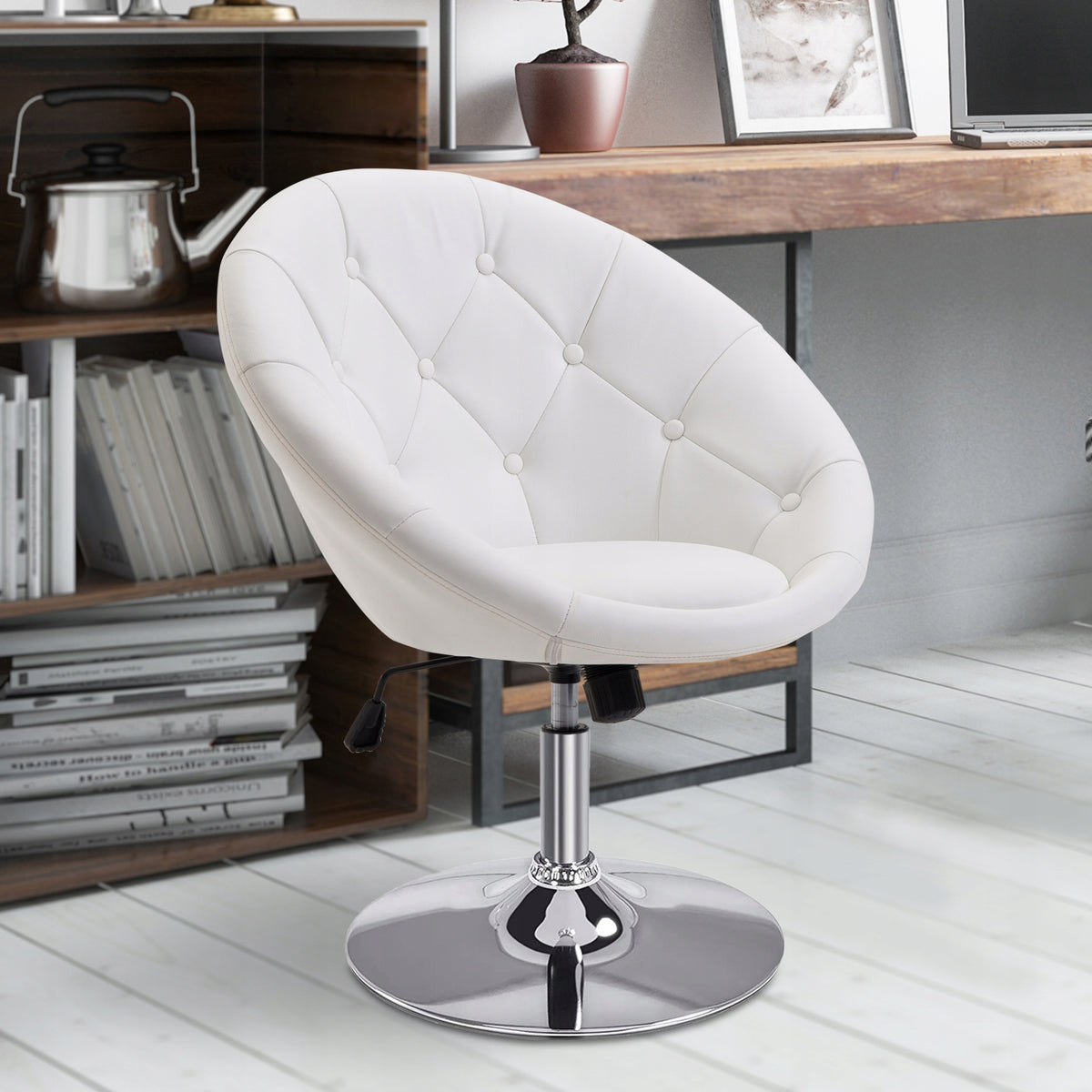 Swivel stool, height adjustable, chrome plated, 2 colours Packaging status original