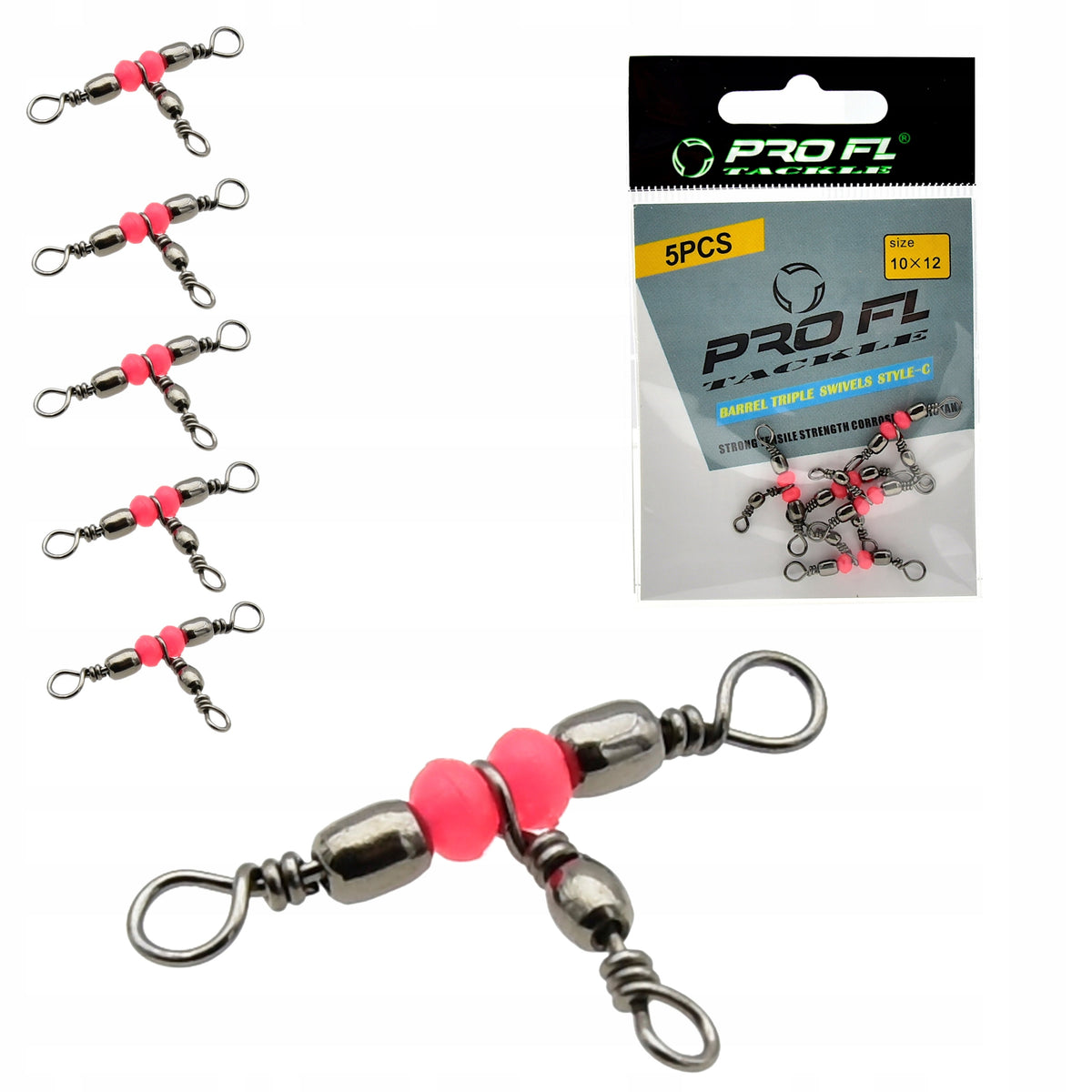 Swivels Triple Fishing Swivel ProFL 10x12 |5 Pcs Anti Tangle Line