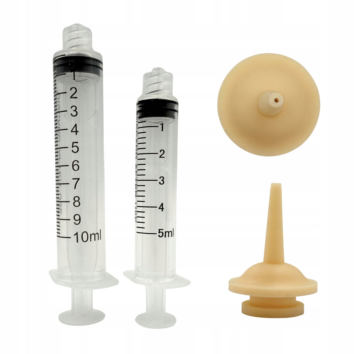 Syringes with pacifiers M for feeding animals 5ml + 10ml