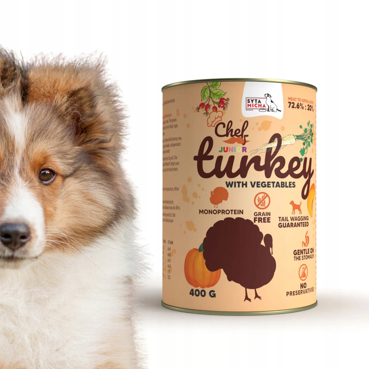 Syta Micha Wet Dog Food Turkey with Vegetables JUNIOR 400g