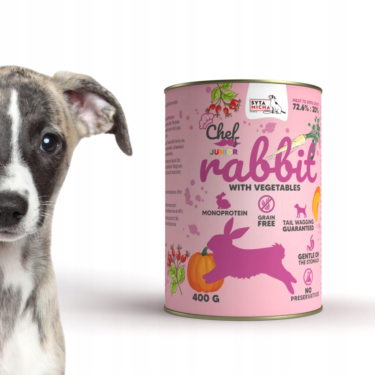 Syta Micha Wet Food CHEF Rabbit with Vegetables JUNIOR 400g