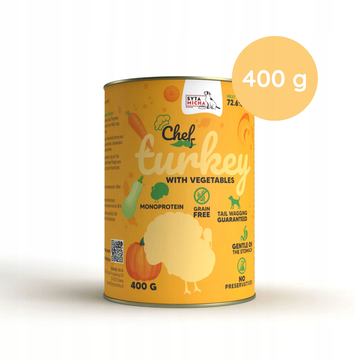 Syta Micha Wet Food CHEF Turkey with Vegetables 400g Packaging status original