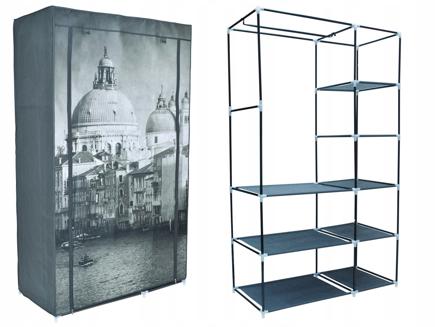 Textilgarderobe Venice, schwarz/grau 