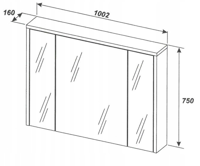 Badezimmerspiegelschrank ohne Beleuchtung Hunton-Eiche, 75x100x16 cm 