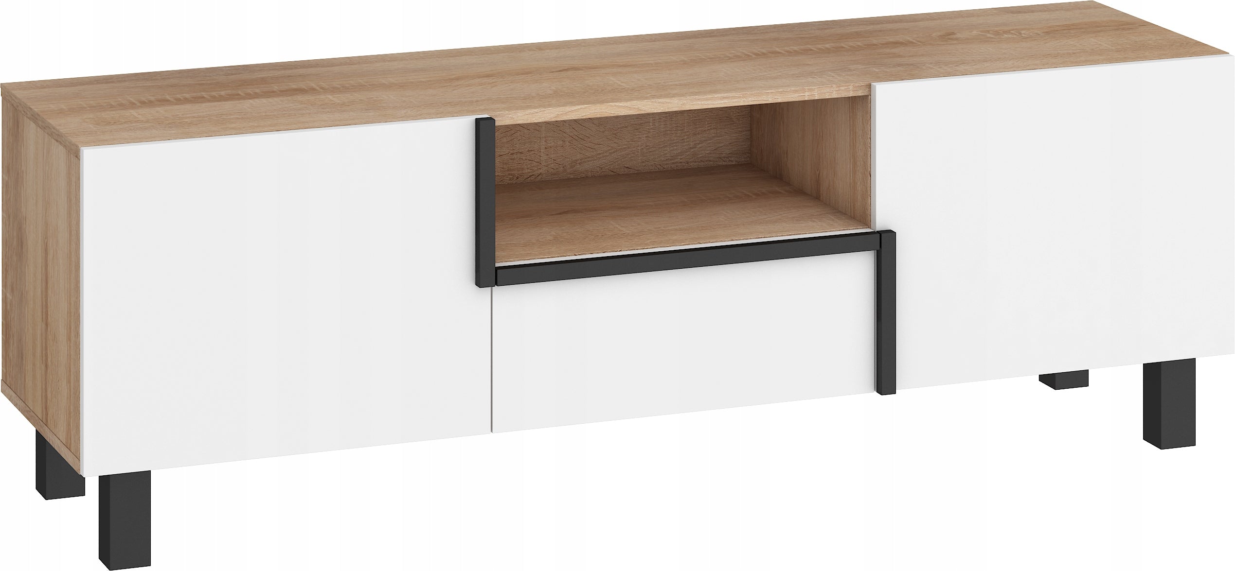 TV-Ständer Meblocross Lars 09 2D1S, weiß/dunkelbraun 