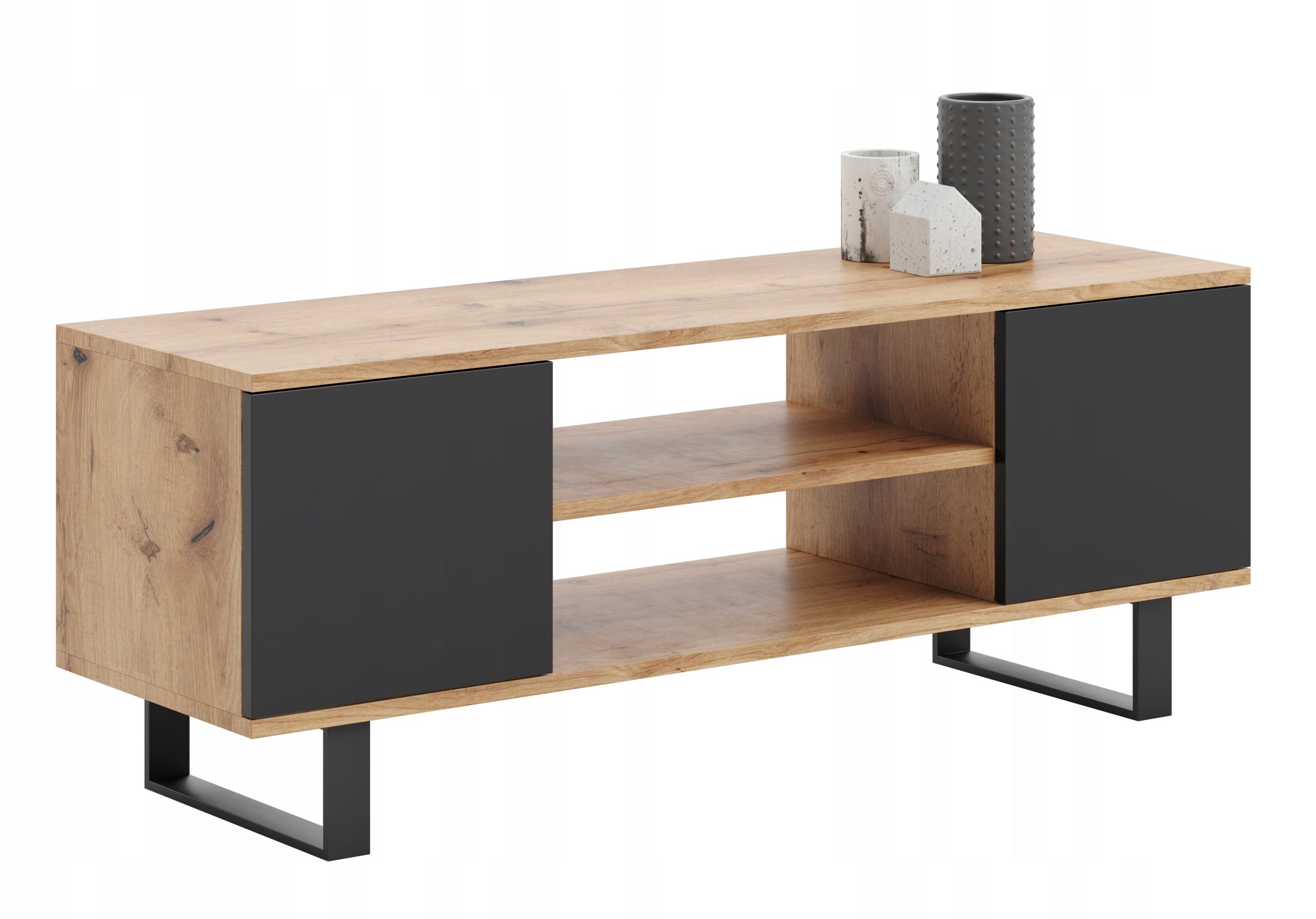 TV-Tisch Focus RTV 155x49x40 cm, Naturholz/schwarze Farbe 