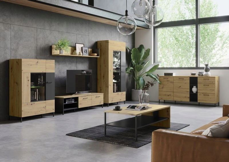 TV-Schrank Szynaka Meble Lucas, braun/schwarz 