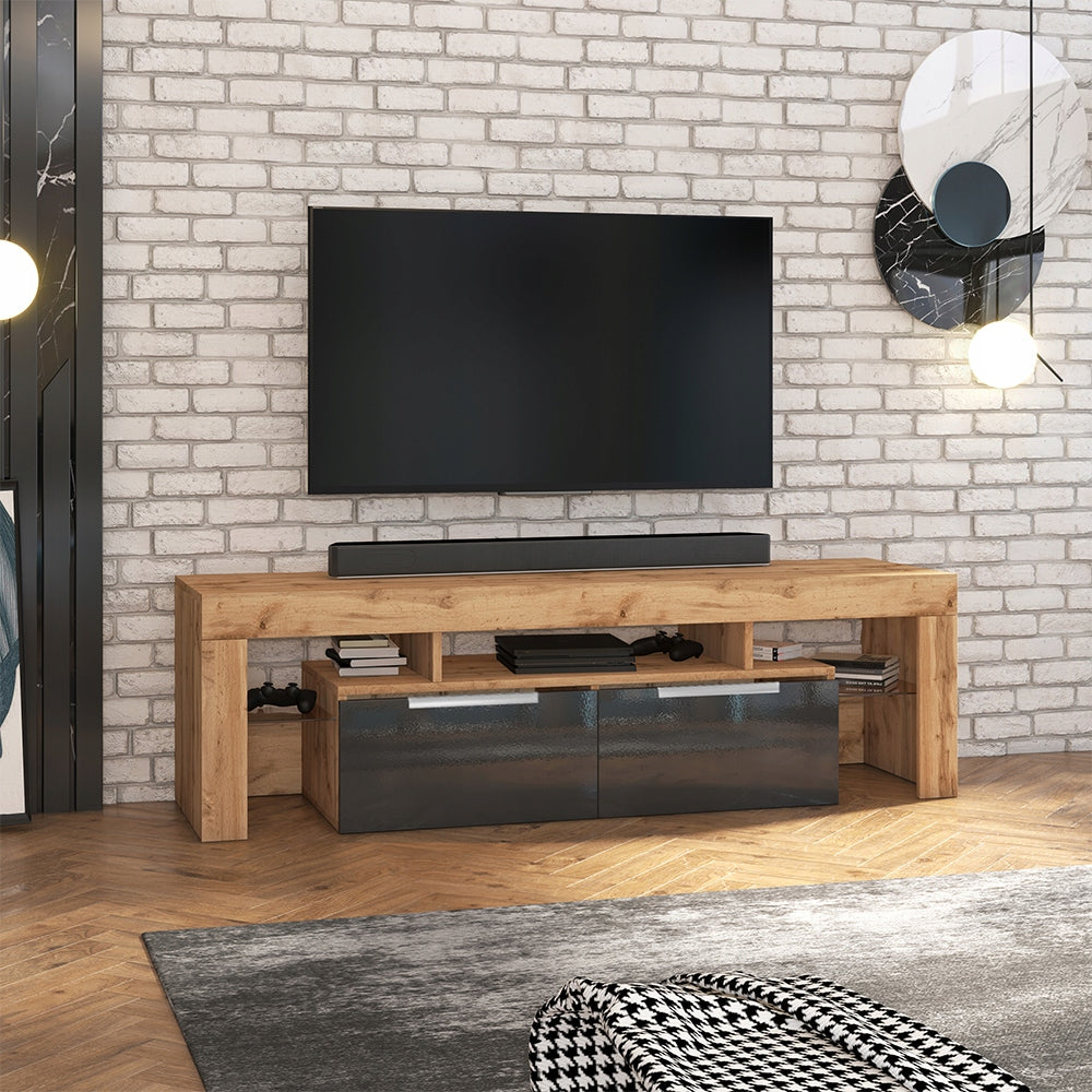 TV-Ständer Selsey Vergon LED, braun/schwarz 