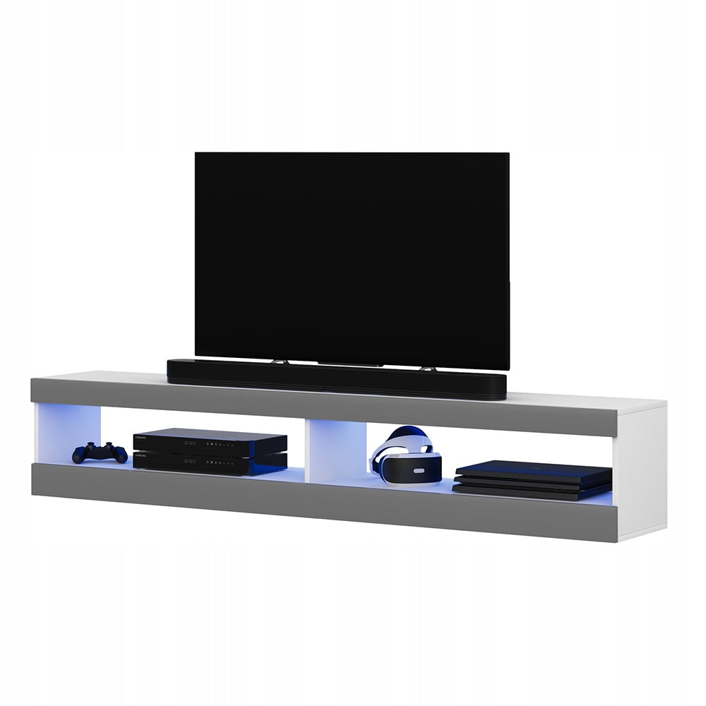 TV-Tisch Selsey Viansola LED 140 cm, weiß/grau 