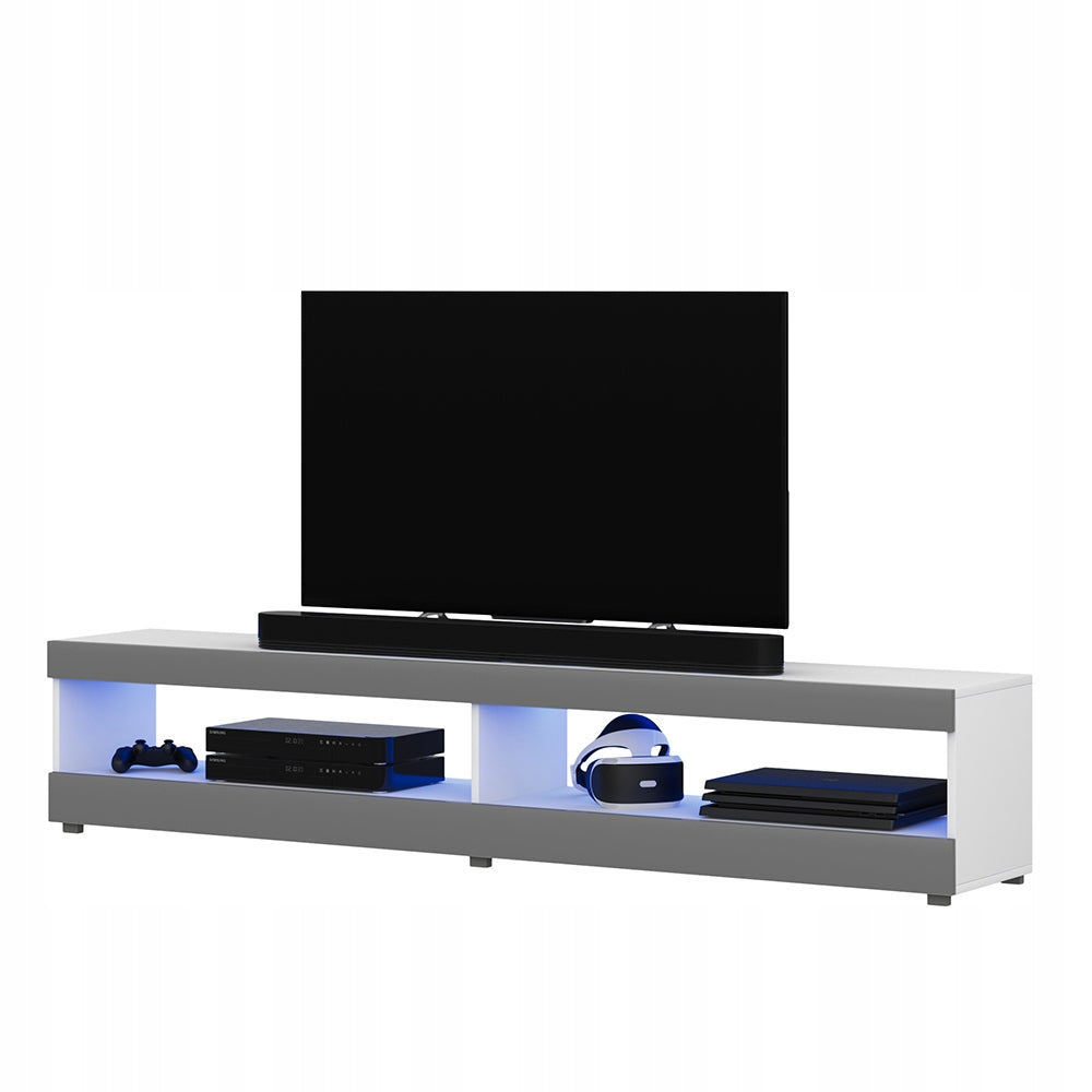 TV-Tisch Selsey Viansola LED 140 cm, weiß/grau 