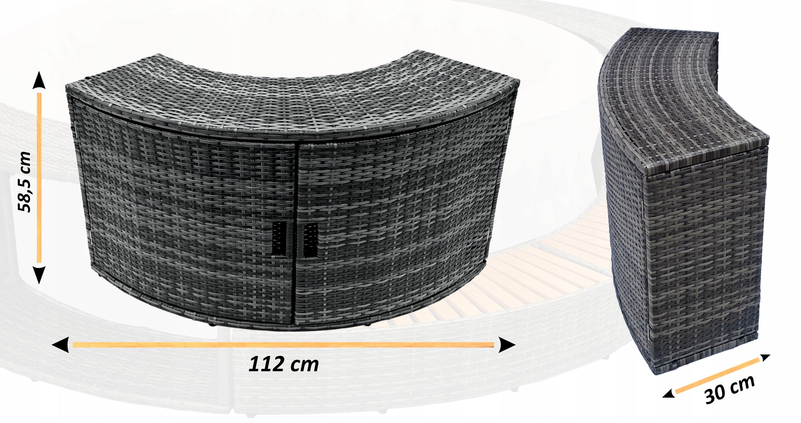 Schrank mit Türen für runden Whirlpool Thunder, 112 x 30 x 58,5 cm 