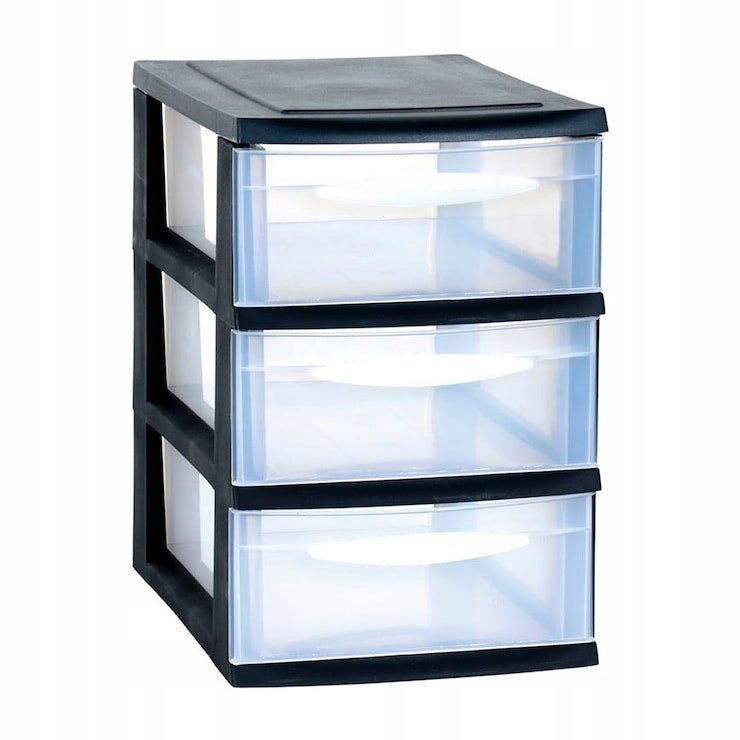 Modularer Schrank mit 3 Schubladen, schwarz 