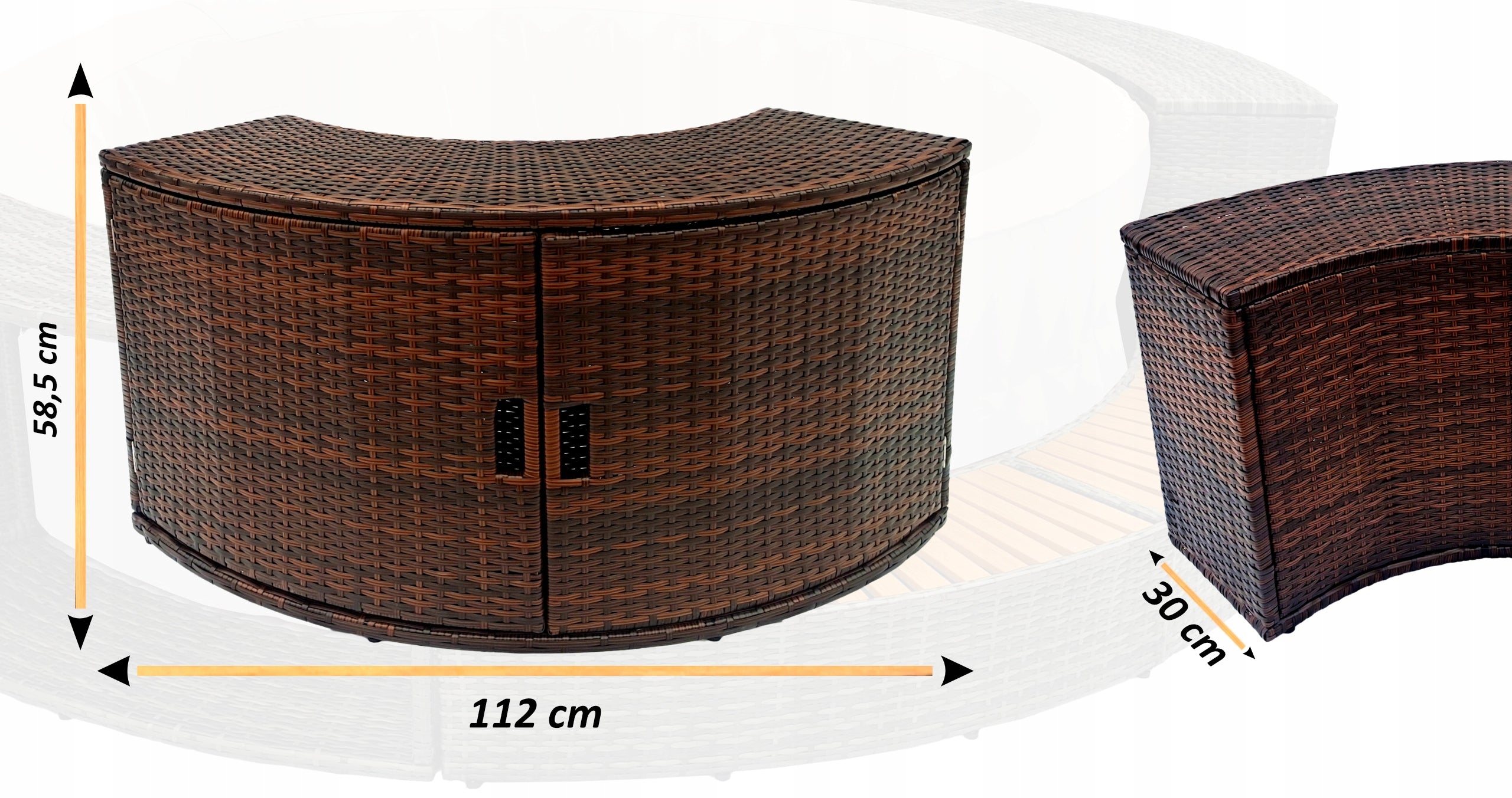 Quadratischer Whirlpool-Schrank mit Türen Thunder, 112 x 30 x 58,5 cm 