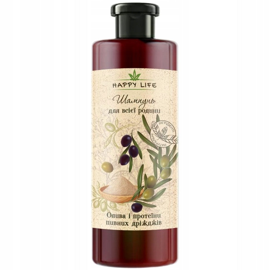 Shampoo für die ganze Familie Happy Life mit Olivenöl und Bierhefeproteinen, 1000 ml 