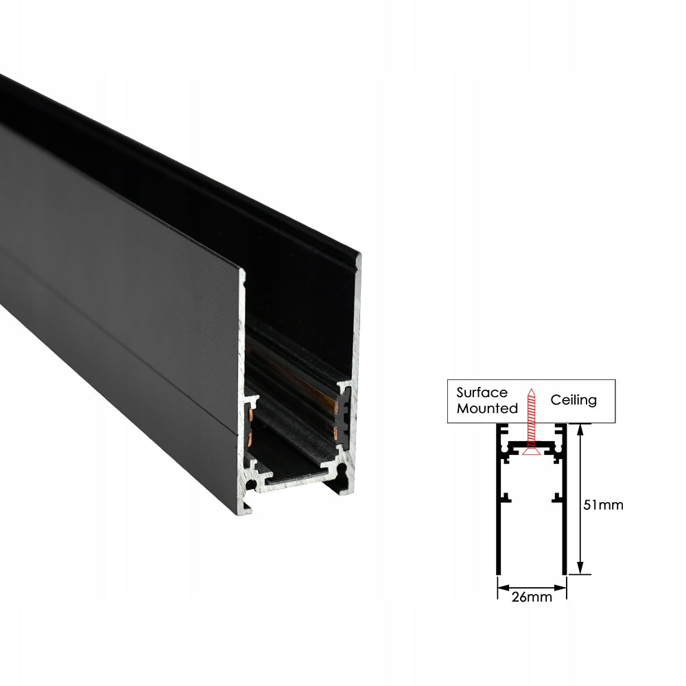 Magnetischer Oberflächenbus 1 m 48 VDC Schwarz Smart Track 