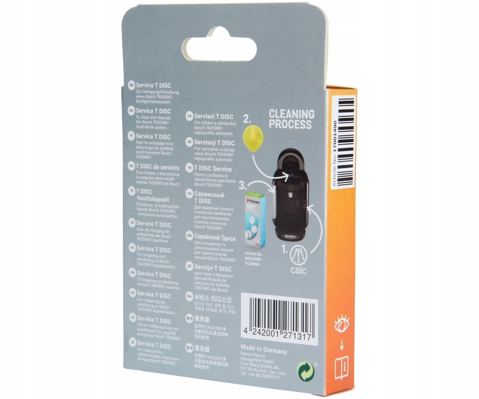 T-DISC Tassimo cleaning disc for Bosch machine Manufacturer code BS011661