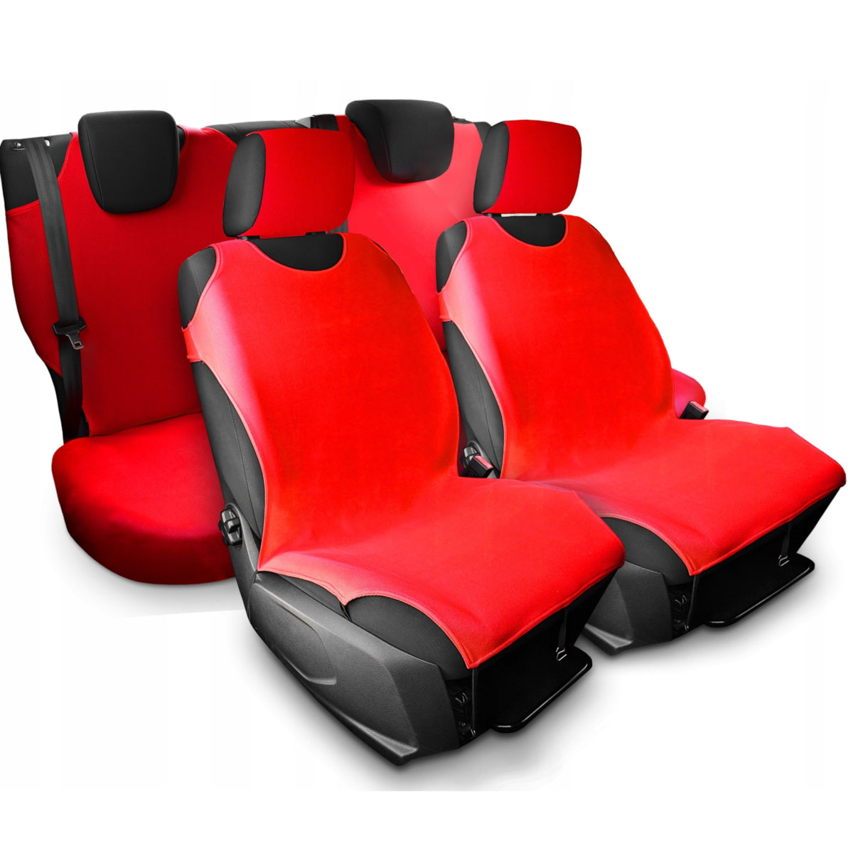 T-SHIRTS CAR SEAT COVERS REAR FRONT RED KPL UN