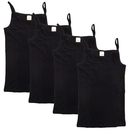 T-SHIRTS WITH STRAPS GIRLS ORGANIC COTTON BLACK 164 CM 4 PCS Color black