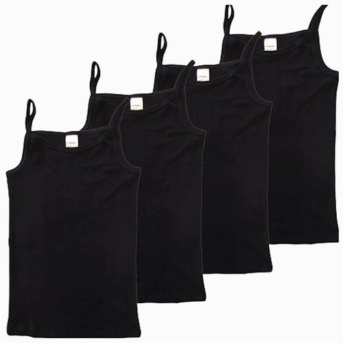 T-SHIRTS WITH STRAPS GIRLS ORGANIC COTTON BLACK 164 CM 4 PCS