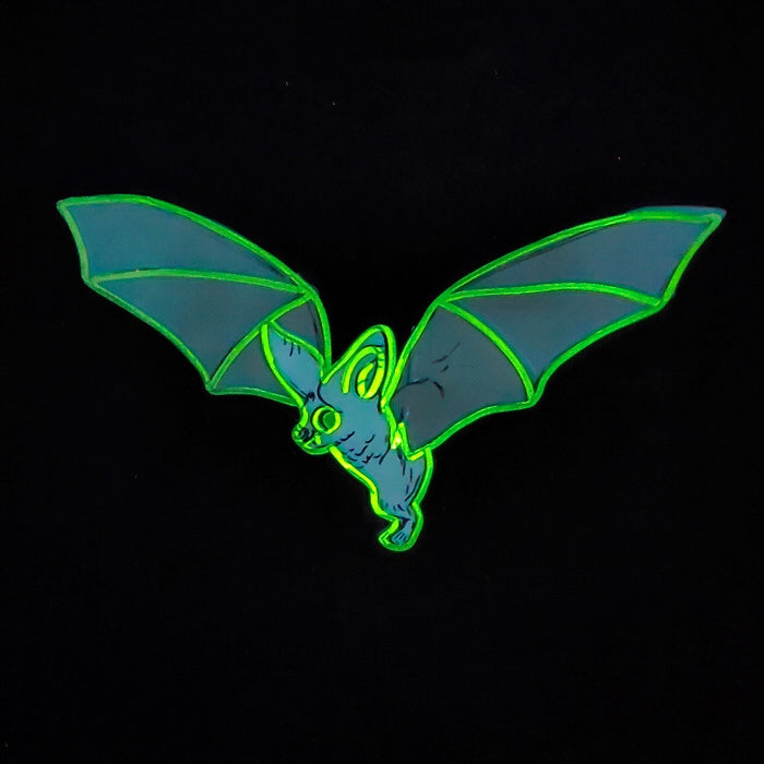 T-Shirt für Kinder mit einer im Dunkeln leuchtenden Fledermaus, schwarz 