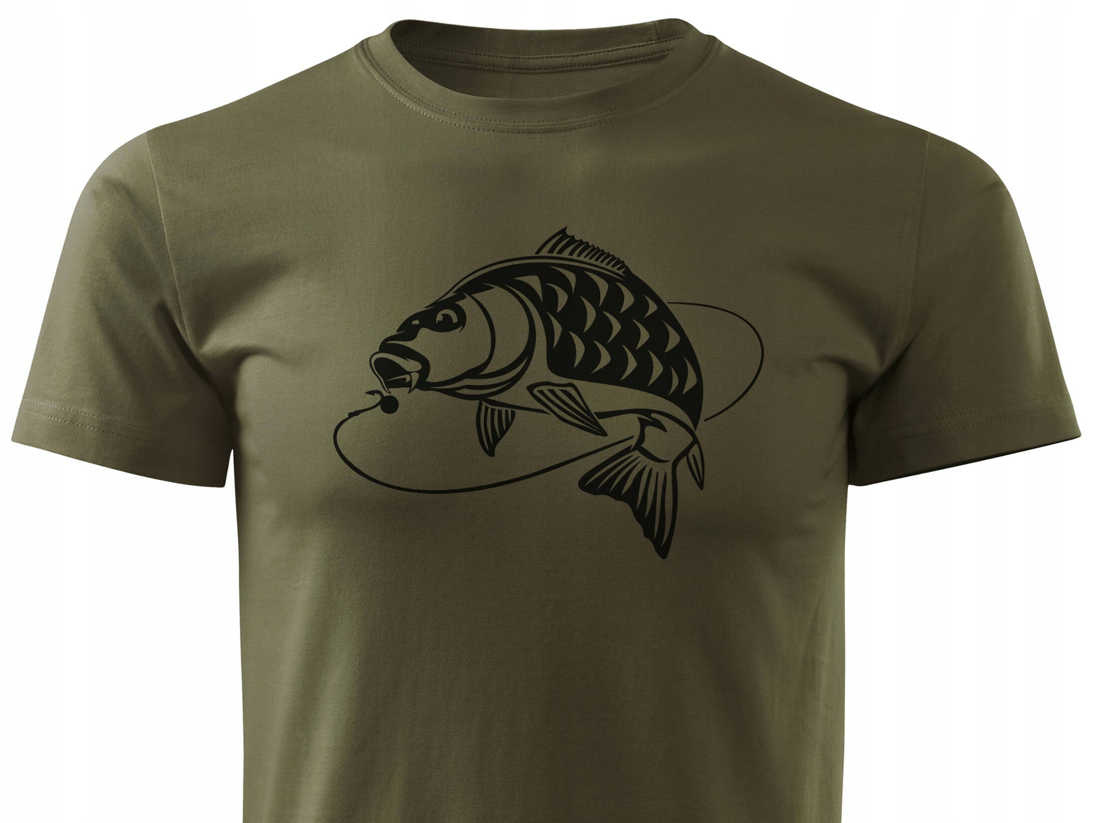 T-shirt T-shirt with CARP gift for Fisherman color military green Roz S