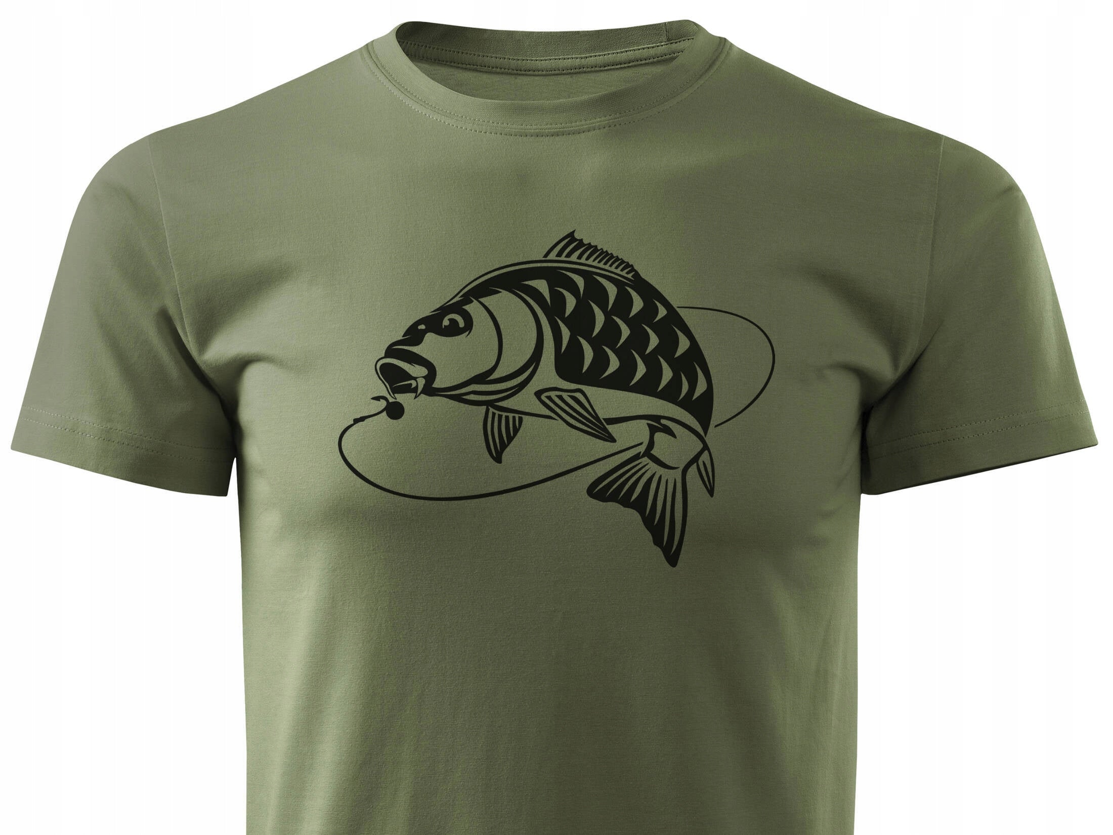 T-shirt with CARP as a gift for Fisherman - 100% cotton khaki Roz L