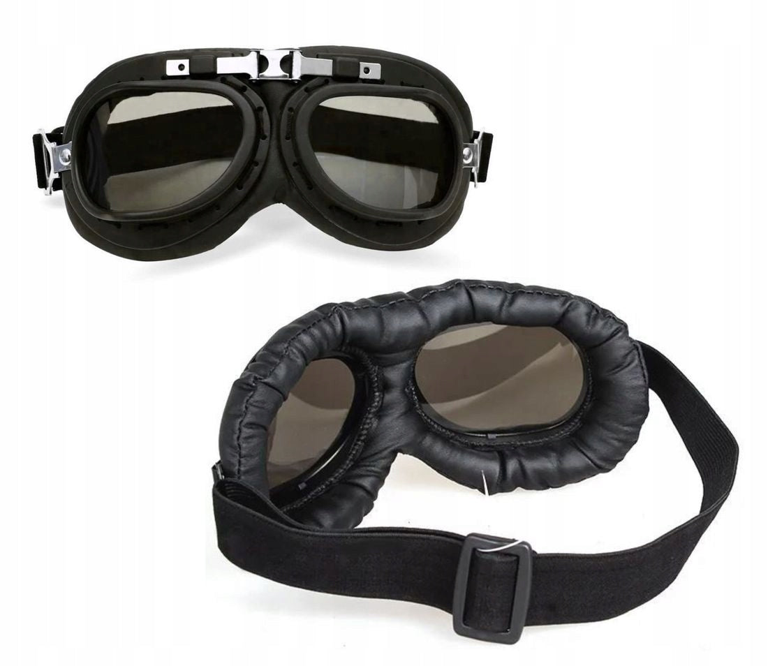 T01 Black Mat Cafe Racer Chopper Retro Motorcycle Goggles