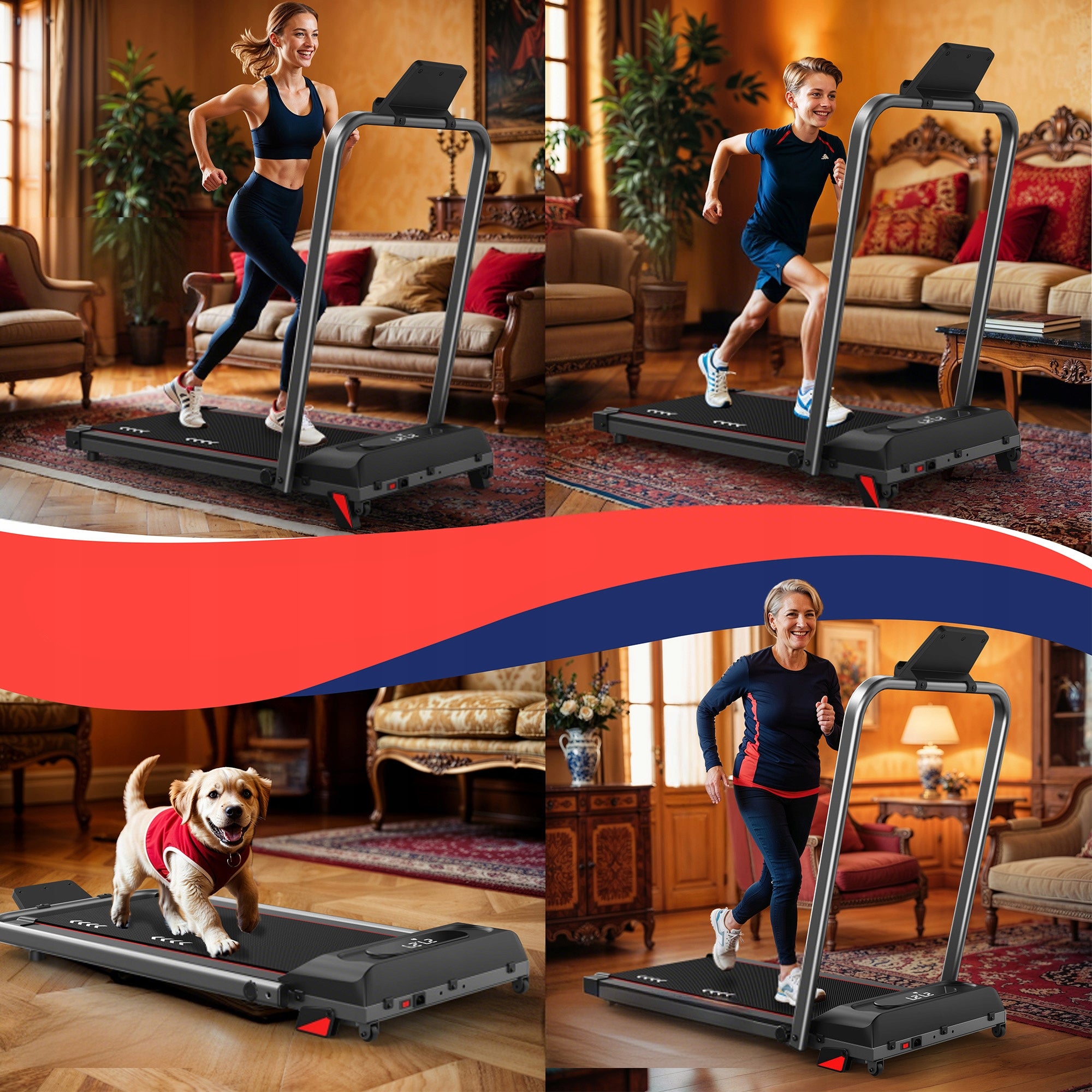 T99PRO 2-in-1 electric home treadmill, speed 10km/h, adjustable tilt angle Product weight 13.1 kg