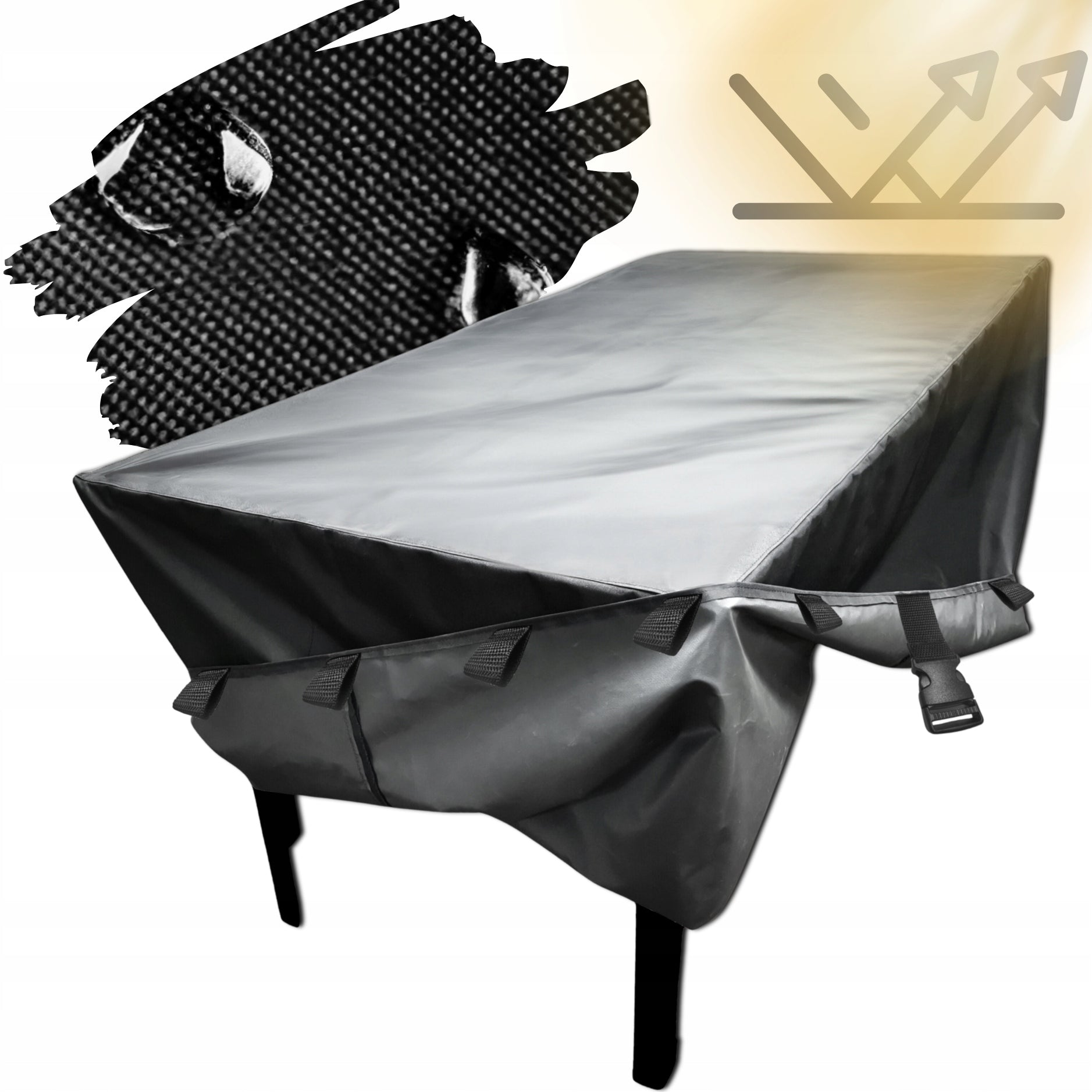 TABLE COVER GARDEN Furniture WATERPROOF TARPAULIN 180x100x80 BLACK
