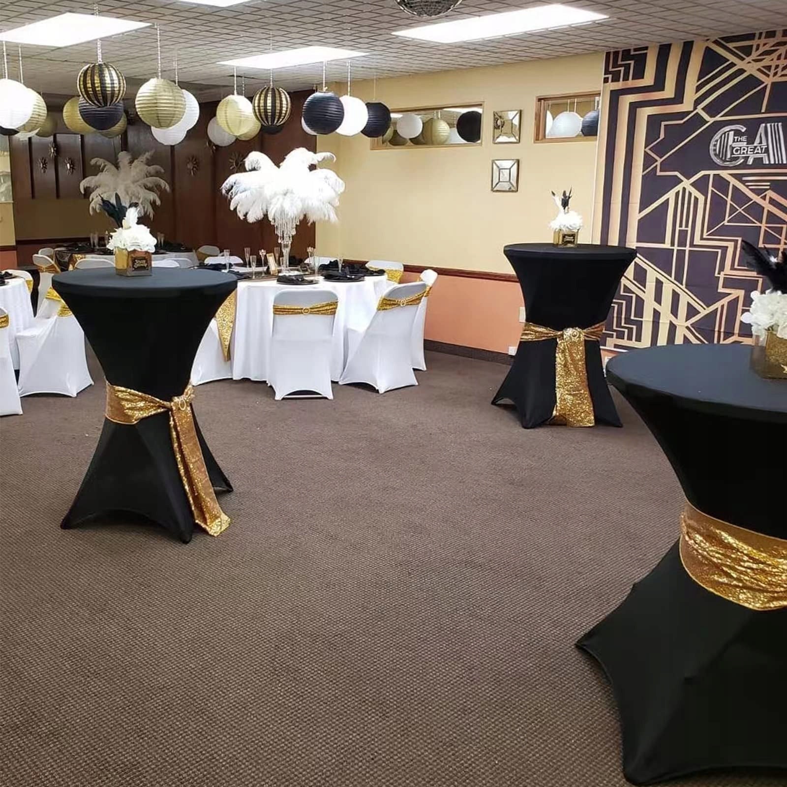 TABLE COVER TABLECLOTH ELASTIC BANQUET CATERING SPANDEX BLACK Additional features machine washable UV resistance water resistance washable