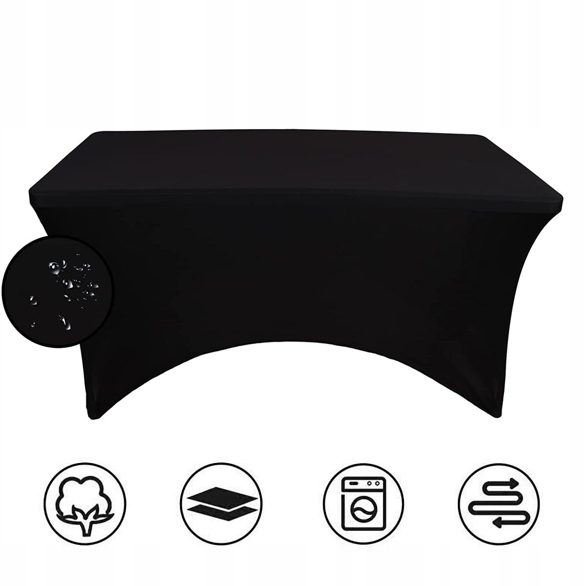 TABLE COVER TABLECLOTH ELASTIC BANQUET CATERING SPANDEX BLACK Manufacturer Heckermann