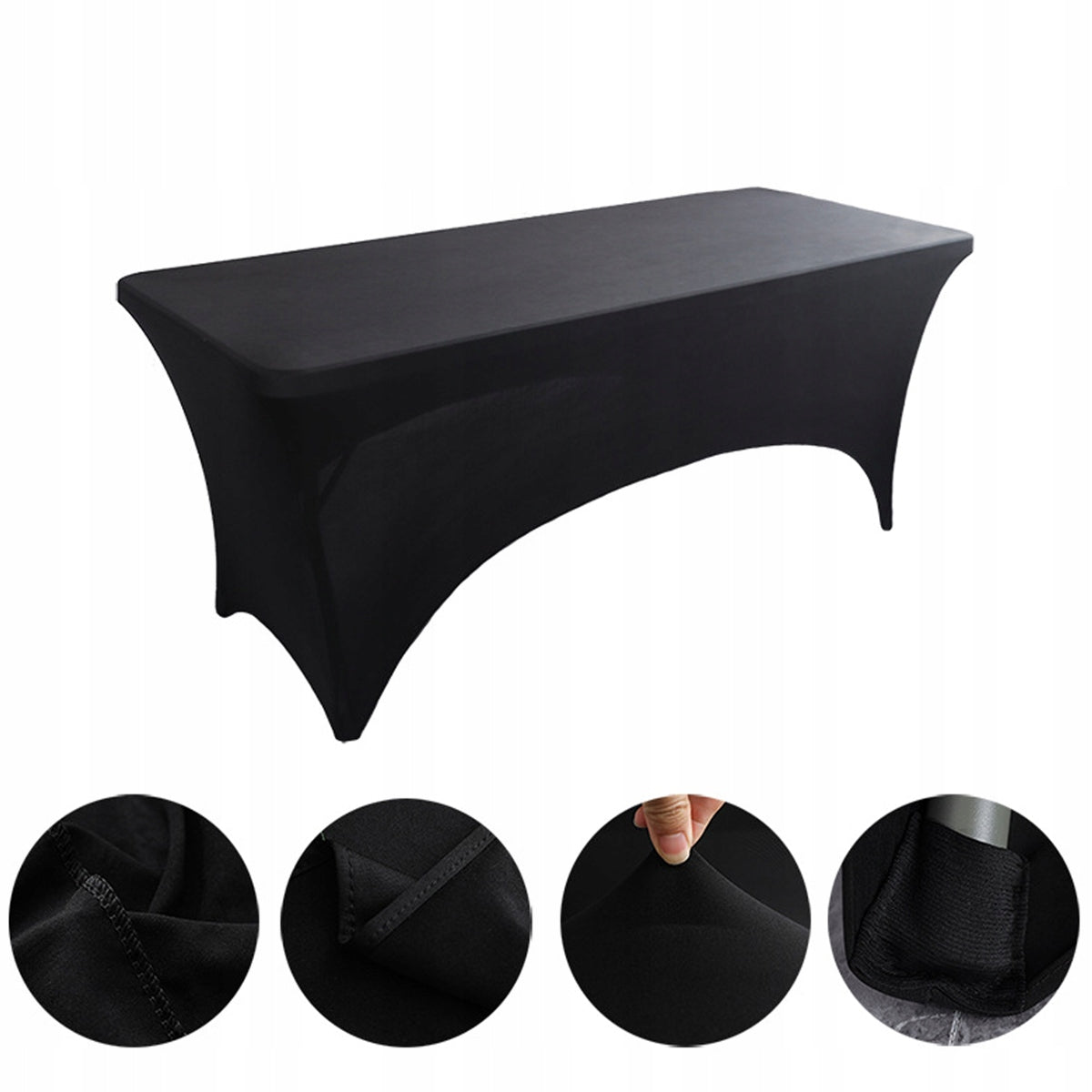 TABLE COVER TABLECLOTH ELASTIC BANQUET CATERING SPANDEX BLACK Product width 76 cm