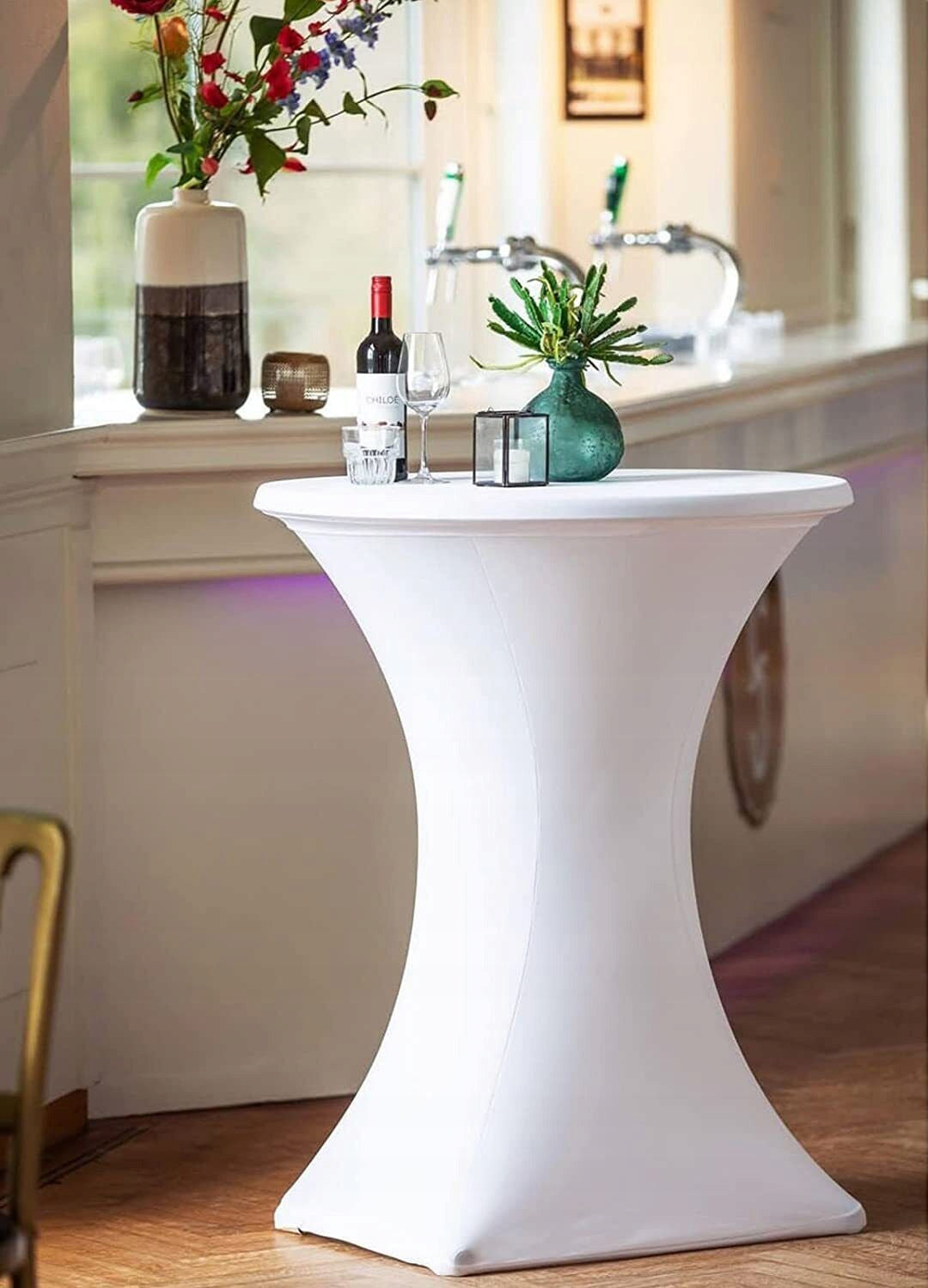 TABLE COVER TABLECLOTH ELASTIC BANQUET CATERING SPANDEX WHITE Product width 80 cm