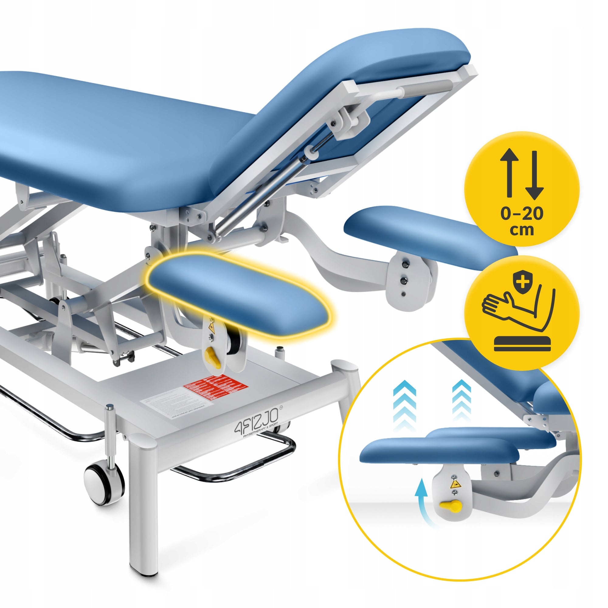 TABLE ELECTRIC STATIONARY MASSAGE BED WITH HEIGHT ADJUSTMENT STEEL Manufacturer code Stół do masażu elektryczny regulowany BLUE