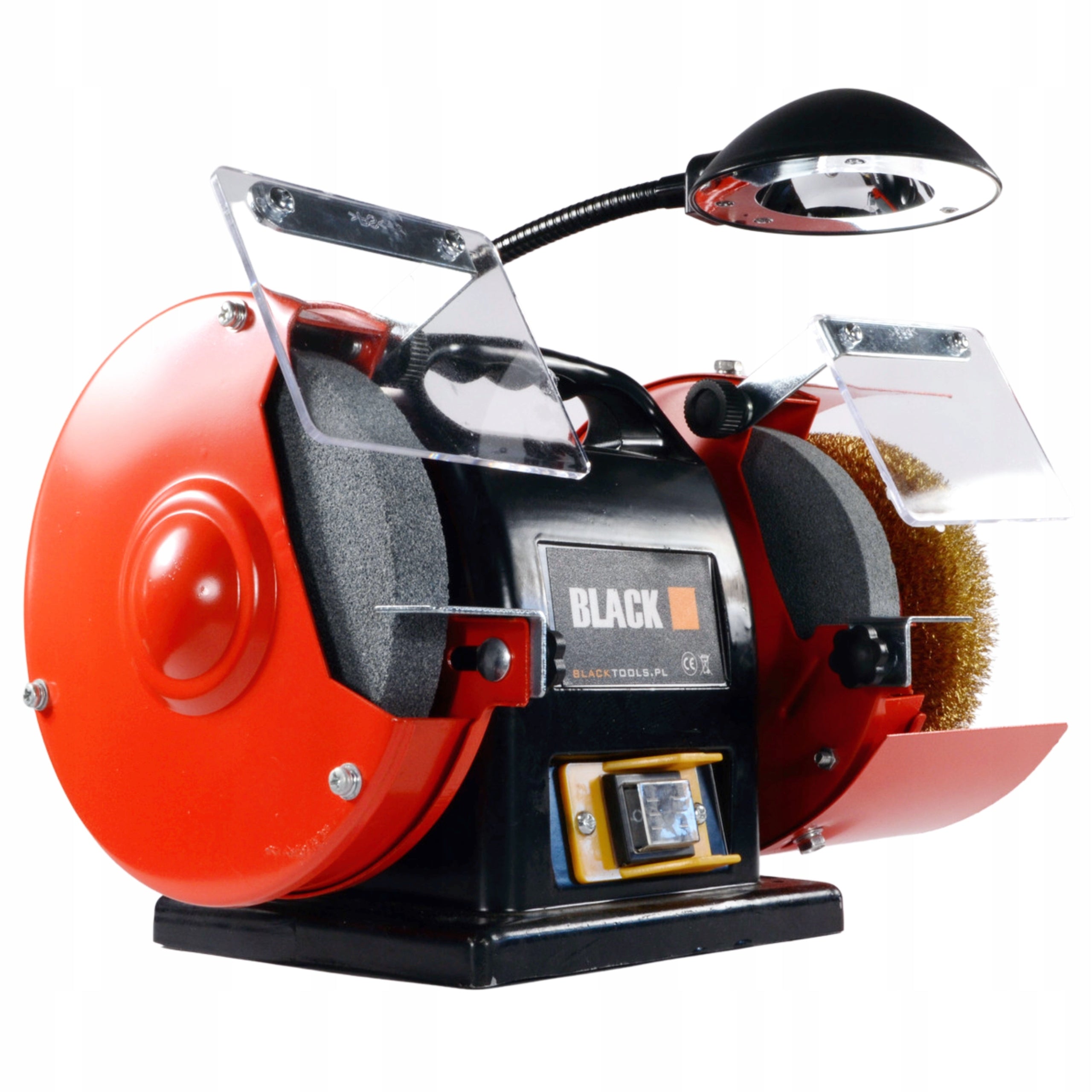 TABLE GRINDER 200W DOUBLE FOR SHARPENING 2 STONES DISCS LAMP BL. Brand Black