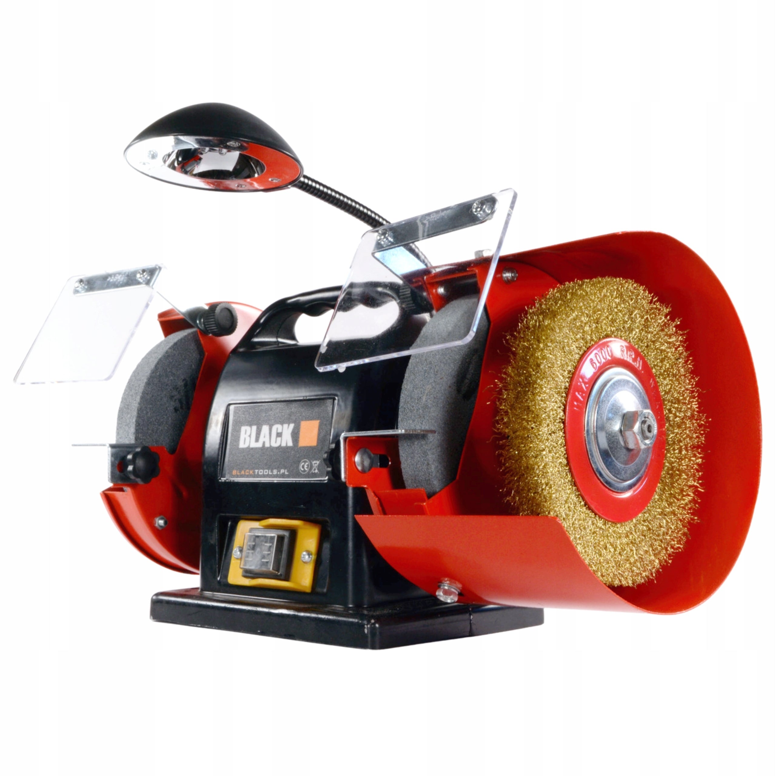 TABLE GRINDER 200W DOUBLE FOR SHARPENING 2 STONES DISCS LAMP BL. Manufacturer code BLACK-46504