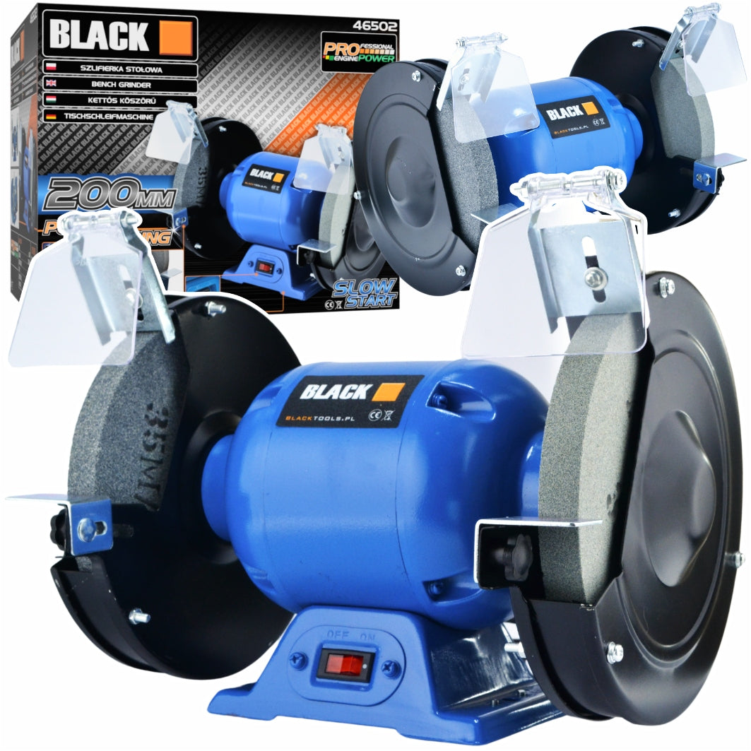 TABLE Grinder 2x Stone Shield 200mm Stone Double STRONG BLACK