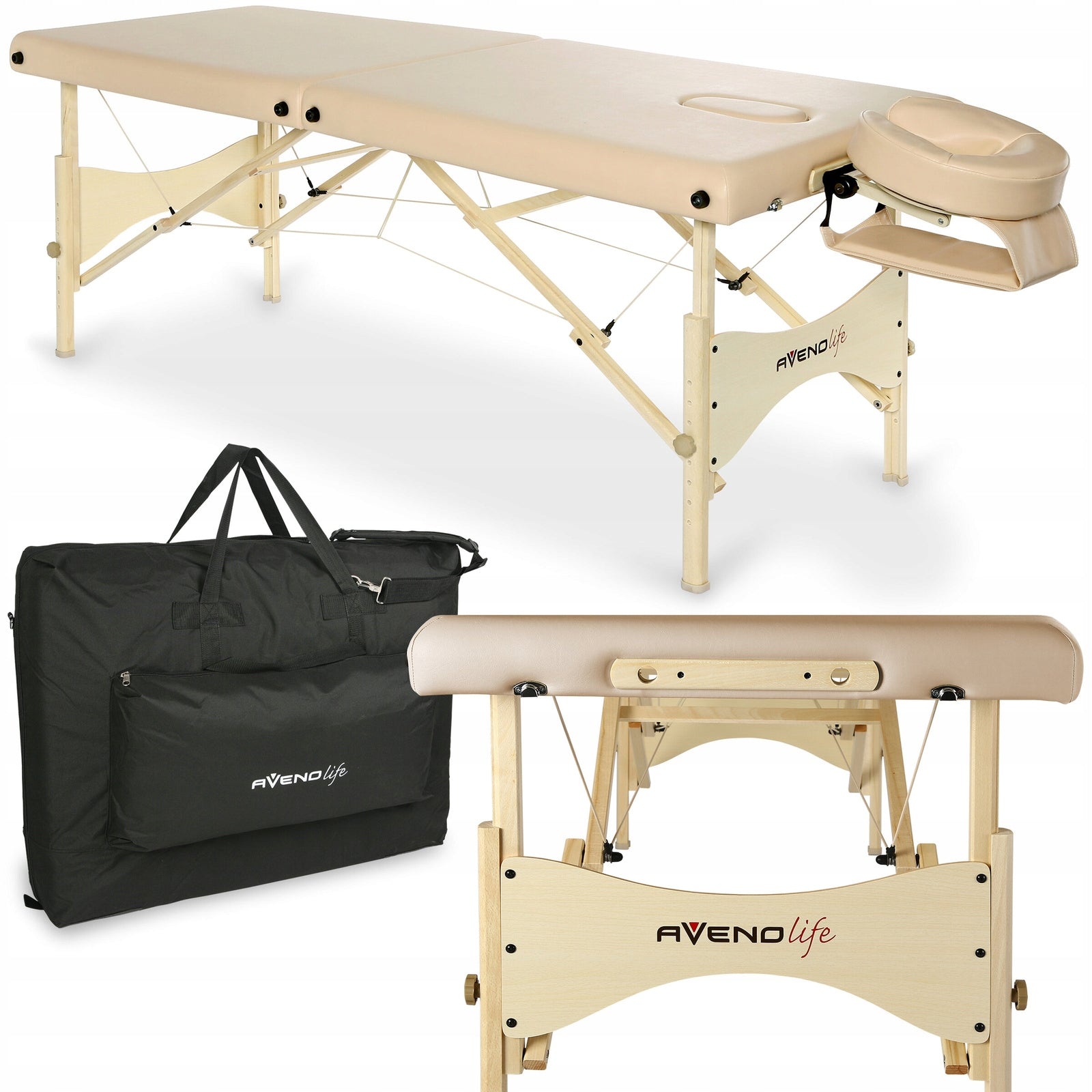 TABLE MASSAGE BED FOLDING WOOD PORTABLE ESPIRIT 70 CM BEIGE