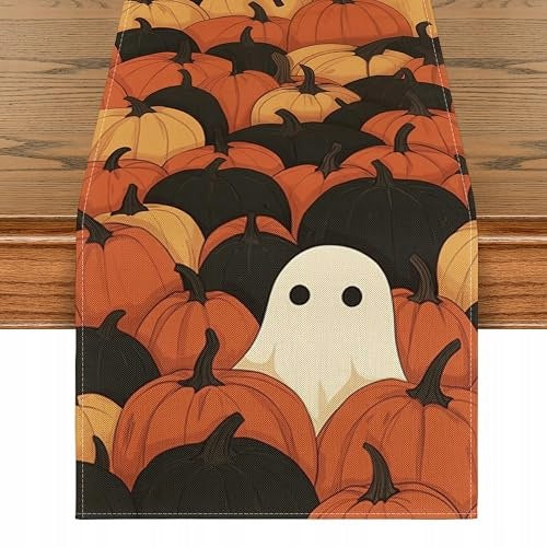 TABLE RUNNER HALLOWEEN PUMPKINS GHOST FLOWERS FABRIC 40X140 CM DECORATION Brand no brand