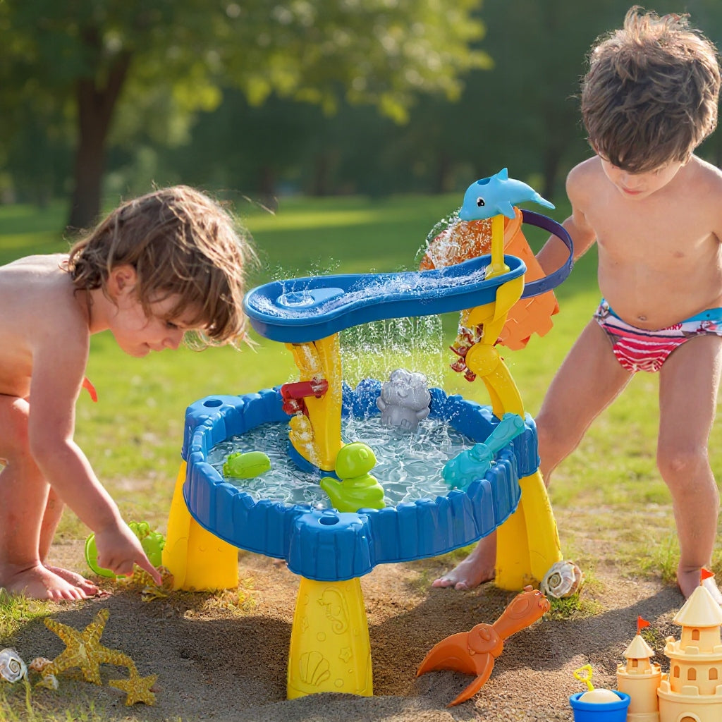 TABLE SANDBOX TABLE FOR PLAY 2IN1 + FOUNTAIN AND SAND SET Color multicolor