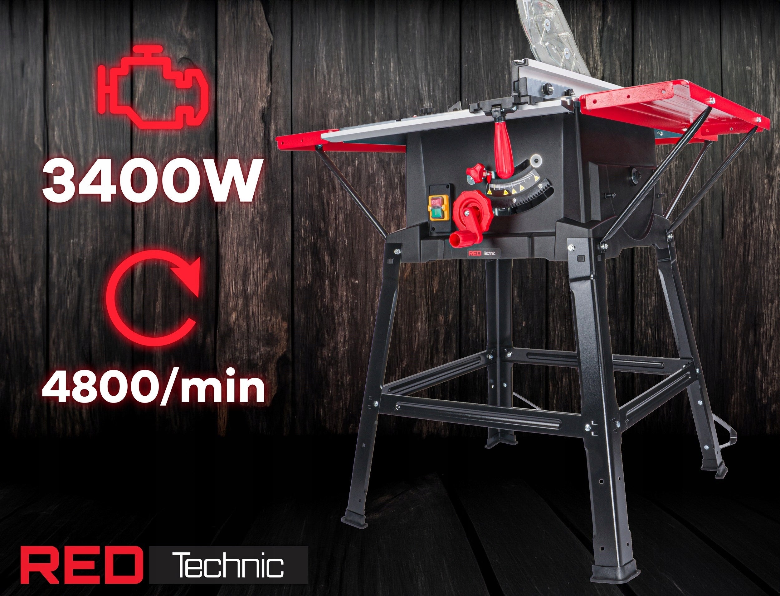 TABLE Saw Wood Circular Saw Krajzega Table Shield 3400W 4-Tabletops Packaging status original