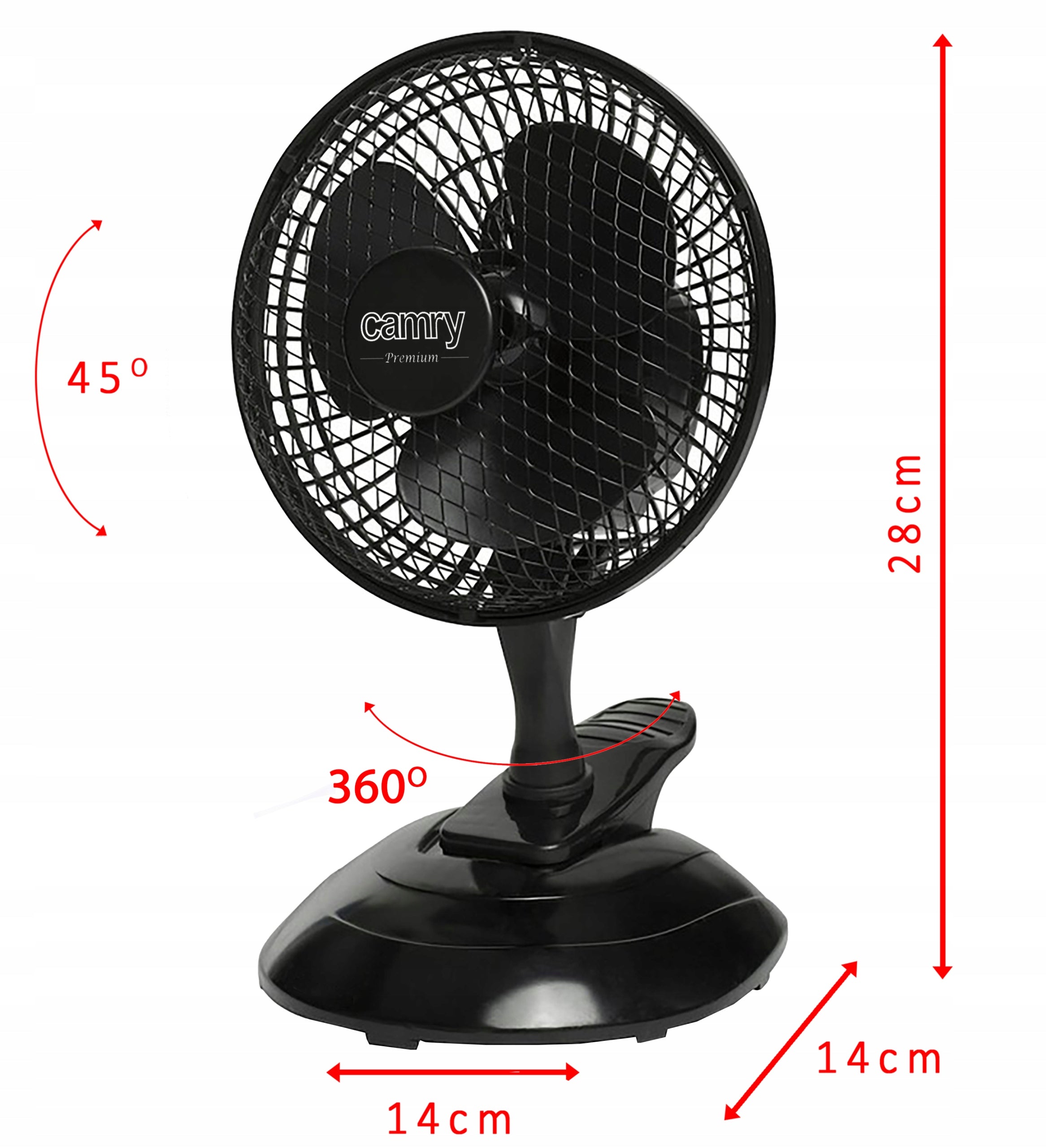TABLE WINDMILL FAN FOR CLIP 20CM 2in1 WITH MOUNT BLACK Manufacturer code NA BIURKO STÓŁ STOJĄCY