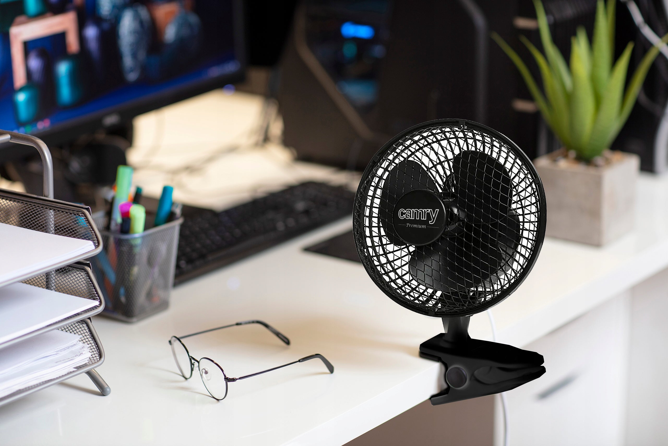 TABLE WINDMILL FAN FOR CLIP 20CM 2in1 WITH MOUNT BLACK Packaging status original