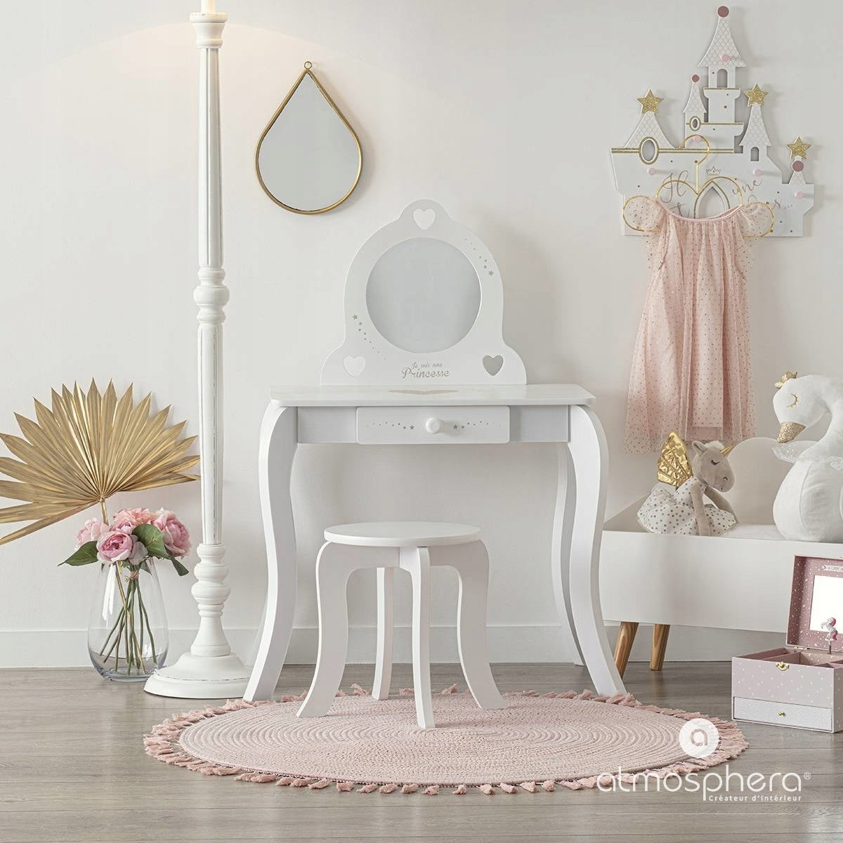 TABLE WITH MIRROR AND STOOL WOODEN DRESSING TABLE Manufacturer code 127183